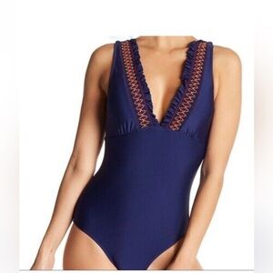 Splendid Navy Frill One Piece Swimsuit